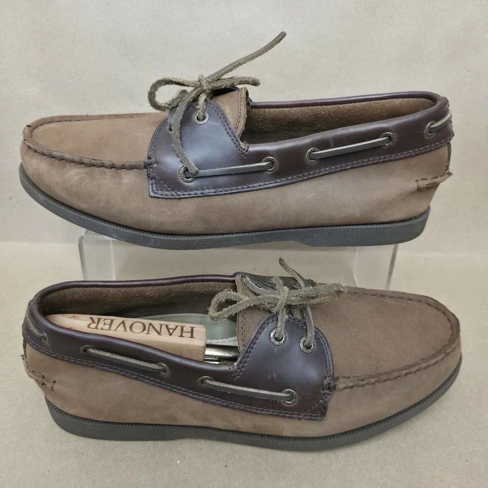 G.H. Bass Hampton (Sz 9 W) Core 2 Mens Boat Shoes Brown Nubuck Loafers Wide